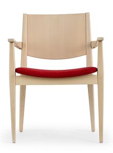 Rosa ARMS, Chaise en bois avec assise rembourre, avec accoudoirs