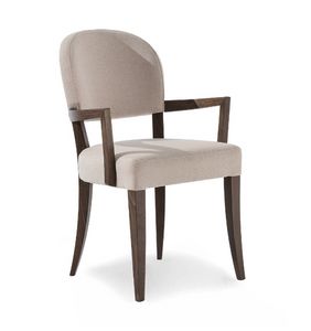 Squero P, Chaise en bois avec accoudoirs, assise et dossier rembourr�s