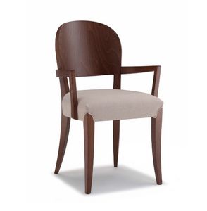 Squero P, Chaise en bois avec accoudoirs et assise rembourr�e