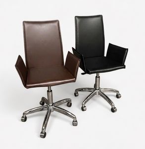 Basic Arm, Chaise de bureau � domicile avec accoudoirs, recouverte de cuir