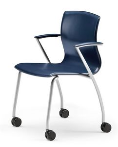 WEBTOP 384 R, Chaise en métal avec des roues, siège recouvert de cuir