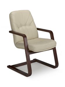Queen 501 V wood, Chaise en porte--faux en bois, pour bureau de direction