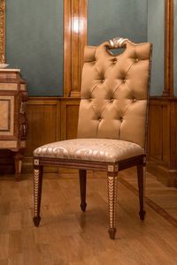 9562N, Chaise avec assise et dossier rembourrs, aux chambres de style classique de luxe