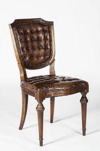 Art. 600/M, Chaise recouverte en cuir de veau, imprim crocodile