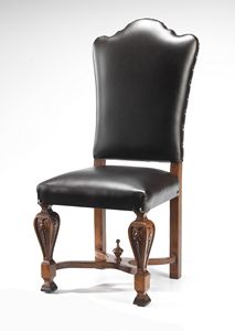 Art. 91/C chaise, Chaise en cuir classique, avec jambes sculptes