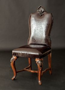Art. 98/C chaise, Chaise en cuir, dcore avec des sculptures artisanales
