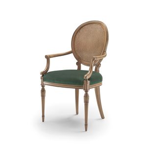 Chaise 9022, Chaise sculpte, avec dossier en paille de Vienne