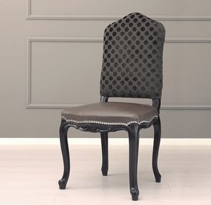 Mina, Chaise en htre, revtement mlang avec cuir et tissu