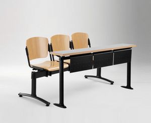 Cortina movable bench with school table, Banc avec sièges et dossiers en contreplaqué, pour l'université