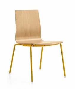 Q2 W, Chaise empilable en mtal, avec coque en bois