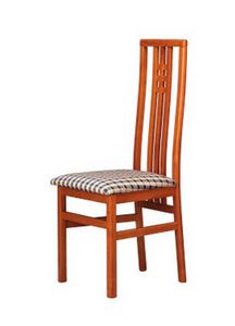301, Chaise avec assise en tissu, dossier haut avec des lattes verticales