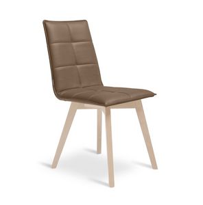 IRIS WOOD, Chaise en bois de htre, tapiss en cuir de faux, pour les restaurants