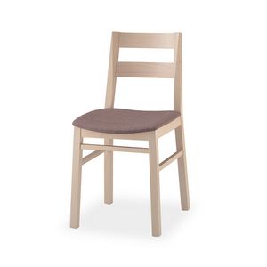 Alba, Chaise en bois de hêtre, assise rembourrée