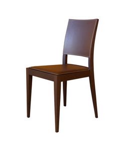 M17, Chaise en htre, assise et dossier recouvert de cuir