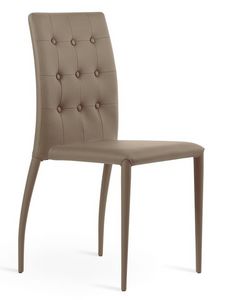 ALBA, Chaise empilable en mtal et simili-cuir, dossier matelass