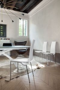 DEIRA, Chaise de salle  manger moderne recouvert de cuir non amovible