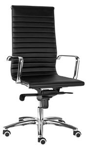 Luxor-T haute, Chaise de bureau rembourre, en similicuir noir ou blanc
