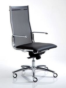 TAYLORD 10000, Chaise de bureau avec roues, en cuir et en acier