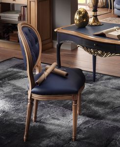 Art. SD 1012, Chaise de style classique, en cuir bleu