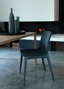 ERGO chaise avec base en bois, Chaise rembourre moderne avec base en bois