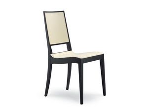 BETTY/C, Chaise minimaliste en bois et cuir, pour manger