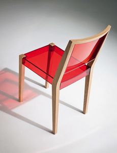 Together chaise, Chaise en bois et thermoplastique transparent, pour une utilisation du contrat