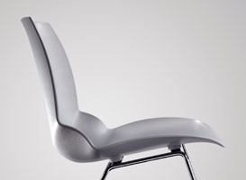 Kaleidos 5, Chaise en métal avec coque en polymère, pour l'usage de contrat