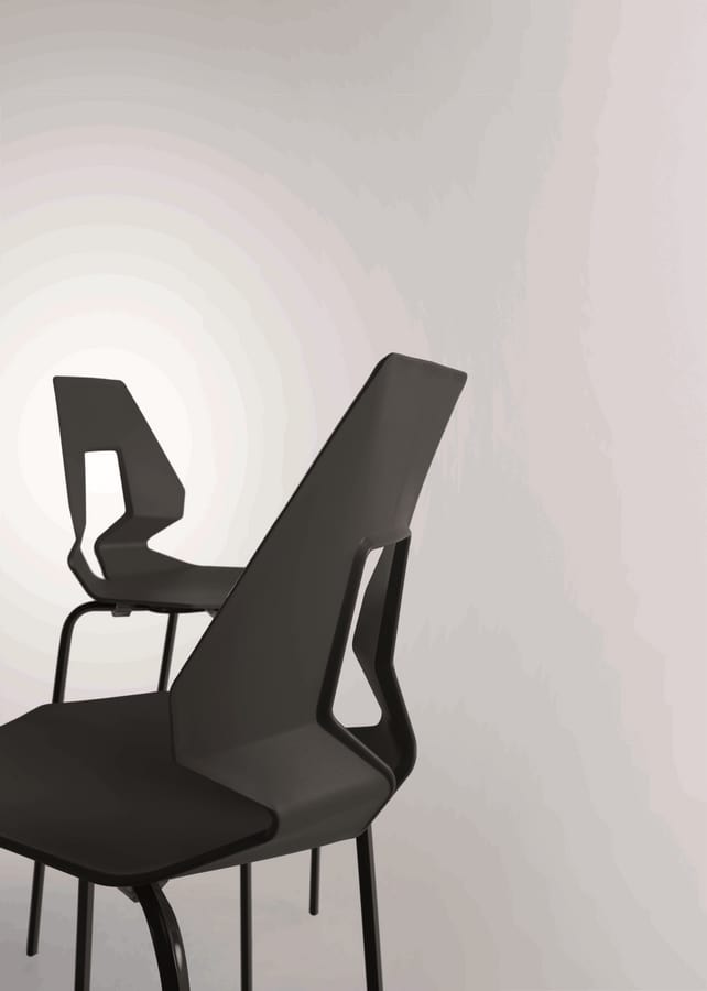 Prodige NA, Chaise minimale en métal et polymère, perforé dans dos