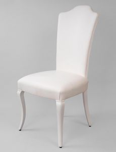 BS419S - Chaise, Chaise rembourrée en bois laqué blanc
