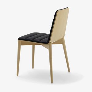 Greta, Chaise moderne en bois, rembourrée