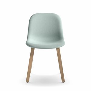 Mni Fabric WL, Chaise moderne avec base en bois