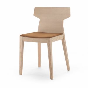 Rama UP S, Chaise en bois, assise rembourre