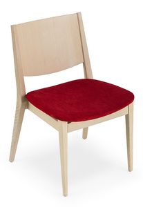 Rosa, Chaise en bois avec assise rembourre