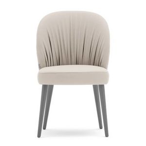 Rose 03015L, Chaise avec rev�tement pliss�, pieds en bois tourn�