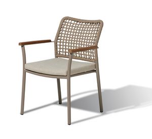 SAHARA PL, Silla de exterior de aluminio con respaldo de cuerda trenzada