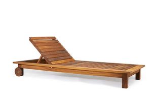 Lit de plage CR, Lit de plage en bois d'iroko, avec dossier inclinable