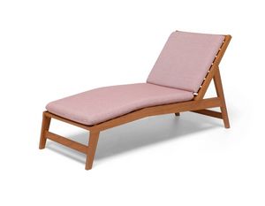Lit de plage VL, Lit de plage en bois avec dossier fixe, en bois d'iroko