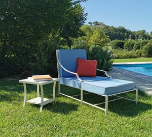 PERENNIAL GF4025BE, Chaise longue en acier inoxydable, avec des coussins confortables