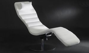 Cooki, Chaise longue en cuir blanc, base en mtal, de meubles priv et professionnel