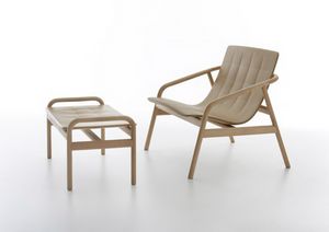 Loungette, Chaise longue de jardin en bois de htre et polyurthane