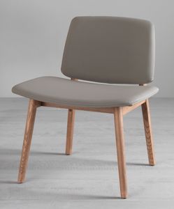 Luxy 604/606/608, Chaise avec grand sige, en bois et en co-cuir
