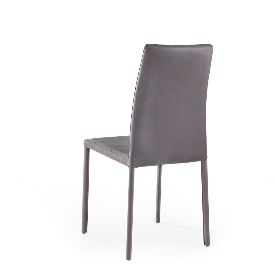 Agata high, Chaise moderne avec dossier haut, recouvert de cuir