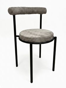 Kenta, Chaise en m�tal avec assise ronde rembourr�e