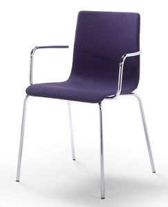 Tesa fabric AR, Chaise empilable avec accoudoirs, siège rembourré et dossier