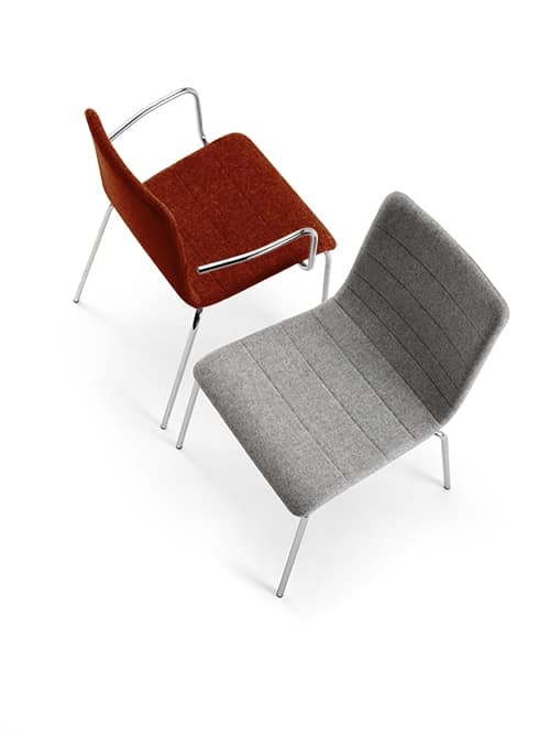 Tesa stripe, Chaise empilable, en métal chromé, coutures horizontales
