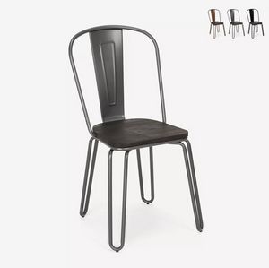 Chaises en acier de style Tolix au design industriel pour bar et cuisine Ferrum One SM9034WO, Chaise de style industriel