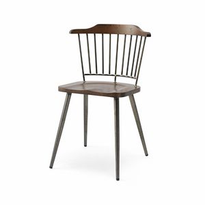 Unica, Chaise en métal, avec assise et dossier en bois