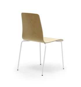 Zerosedici Wood 4G, Chaise à 4 pieds en métal, coque en bois robuste