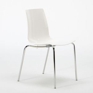 Chaise design de cuisine Lollipop  S3343, Chaise empilable sans accoudoirs, fait avec du polycarbonate, les jambes en acier chrom