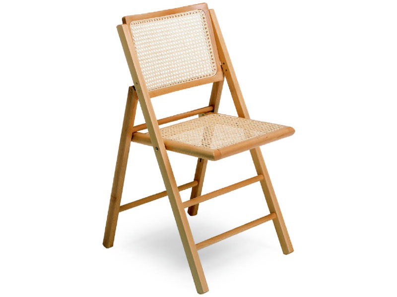 105, Chaise avec pliage structure en bois et canne hêtre
